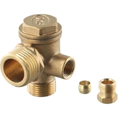 Clapet anti-retour pour compresseur d'air, raccord fileté mâle 3 voies G1/2'' en laiton (1/3)