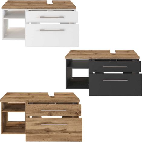 Waschbecken Unterschrank 90 cm, Siphonausschnitt Rechts TAREE-03 in wotaneiche Nb. (1/5)