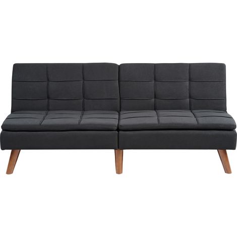 Sofá cama moderno estructura madera maciza reclinable tela poliéster negro Ronne