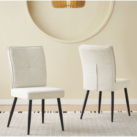 Sillas comedor tapizadas set de 2 chenilla metal OKMYHOME (1/5)