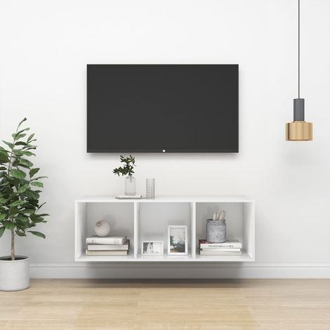 Wall-mounted TV Cabinet White 37x37x107 cm Engineered Wood vidaXL (1/5)