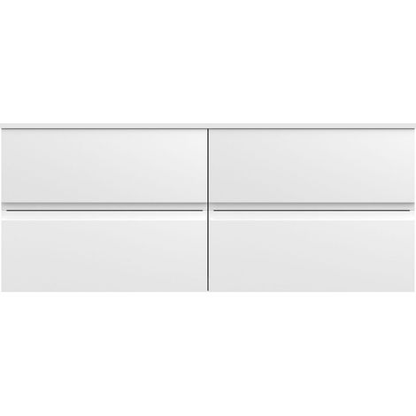 Mavesyn Contemporary 4 Drawer Wall Hung Vanity Unit with Worktop, Satin White, 1200mm