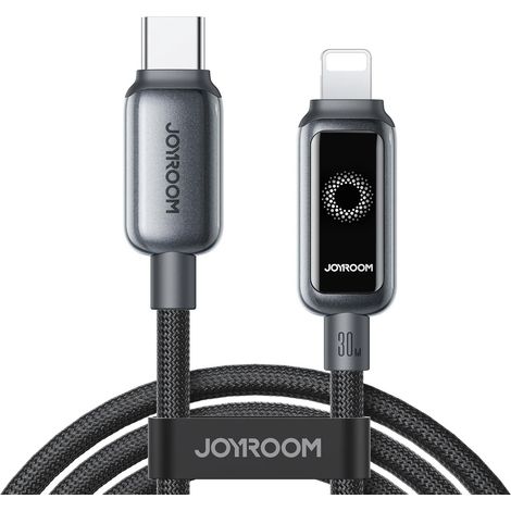 Geflochtenes USB-C-Kabel – iPhone Lightning 30 W 1,2 m – Schwarz (1/5)