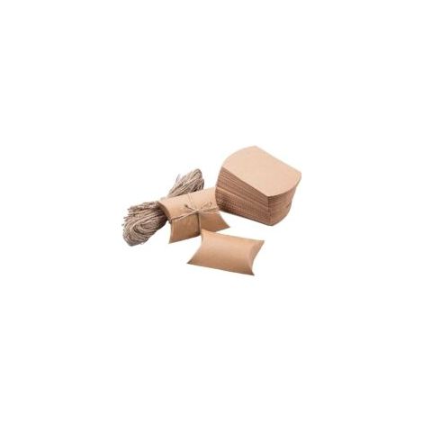 100 Morceaux de Boîtes-Cadeau de 9 x 7 x 2,4 cm de Papier Kraft, Boîte à Bonbons Vintage Boîte de Papier d'emballage avec 40 cm de Corde de la Grande Boîte d'Emballage pour des Mariages, des DIY, des (1/4)
