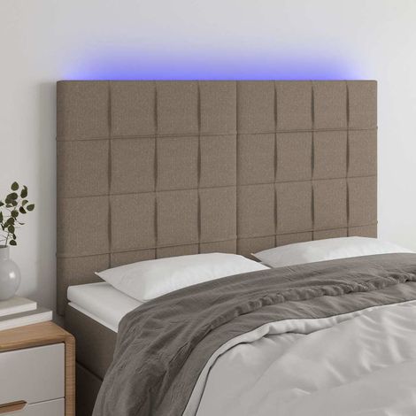 vidaXL Cabecero con luces LED tela gris taupe 144x5x118/128 cm (1/5)