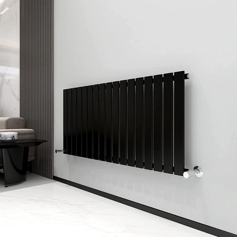 600 x 1156mm Single Designer Flat Panel Central Heating Radiator MATT BLACK (1/5)