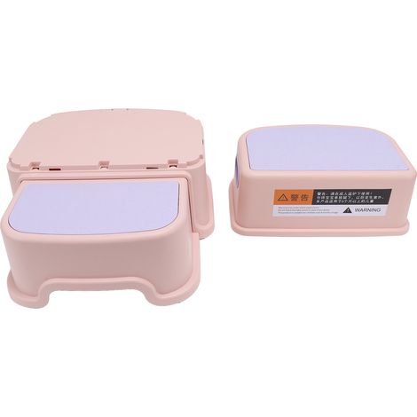 Lot de 3 marchepieds pour enfants, stables et antidérapants, avec bords lisses, pour salle de bain, toilettes et cuisine (rose). (1/5)