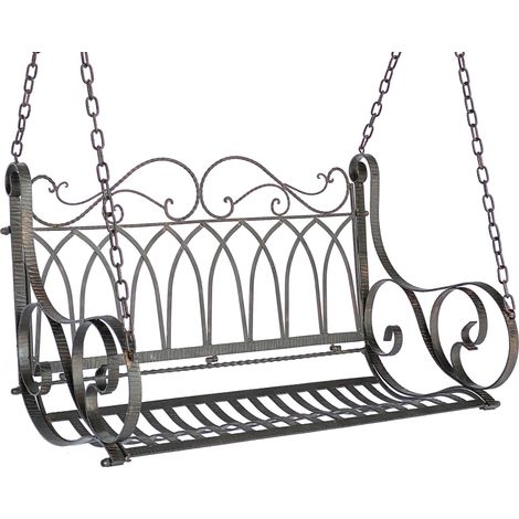 DanDiBo Banc suspendu Métal Marron Résistant aux intempéries Balançoire avec chaînes Fauteuil suspendu 18688 Banc de jardin 2 places (1/5)