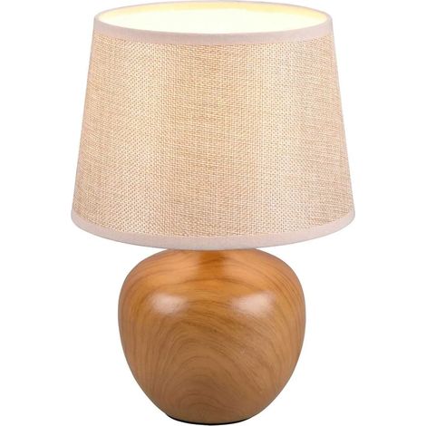 REALITY LAMPE DE TABLE LUXOR R50631035, CÉRAMIQUE COULEUR BOIS, ABAT-JOUR BEIGE, SANS 1X E27 R50621035 (1/5)