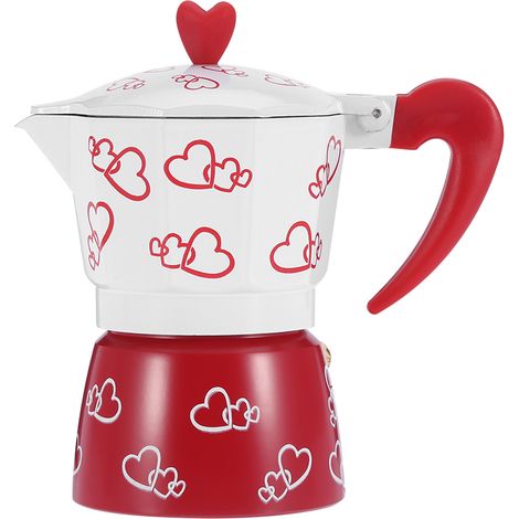 Keenso Cafetière en Aluminium Robuste pour la Maison et le Bureau avec un Matériau Réutilisable et Inodore (Grand coeur rouge) (1/5)