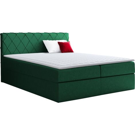 Lit boxspring Genus, Velluto 10, Continental, Double, 160x200, Tissu, Disponible, 166x208x103cm (1/5)