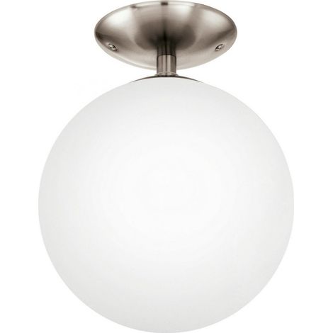 Lámpara de techo Eglo Rondo 60W Forma Esférica Ø 25 cm. Salón. Estilo clásico. Acero, Vidrio y Vidrio opalino. Color blanco, níquel y níquel mate (1/2)