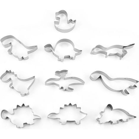 Set d'Emporte-Pièces Dinosaures T-Rex, 10 Pièces - Pour Pâte à Biscuits, Pâte à Sucre et Pâte à Modeler Comestible