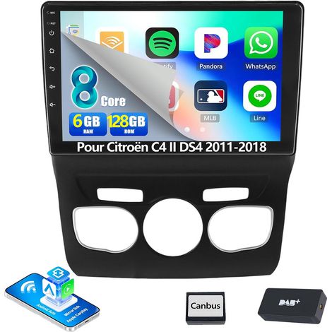 Autoradio Android 14 10 Pouces 6Go+128Go pour Citroën C4 II / DS4 (2011-2018) - 8-Cœurs, 4G, Apple CarPlay, GPS, Wi-Fi - 6+128G DAB+ (1/5)