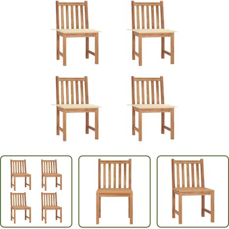 Gartenmöbel Holz -  Gartenstühle 4 Stk. mit Kissen Massivholz Teak (1/5)