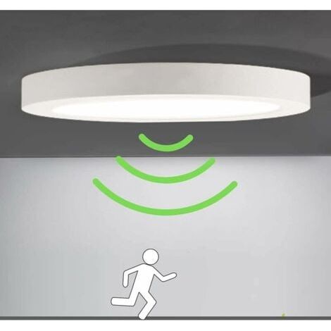 Plafonnier Plafonnier LED avec Détecteur de Mouvement Lampe de Lumière Automatique pour Extérieur Balcon Garage Entrée Couloir Luminaire rond Facile à Installer Lampe de Plafond 6000K Blanc Froid, 12 (1/3)