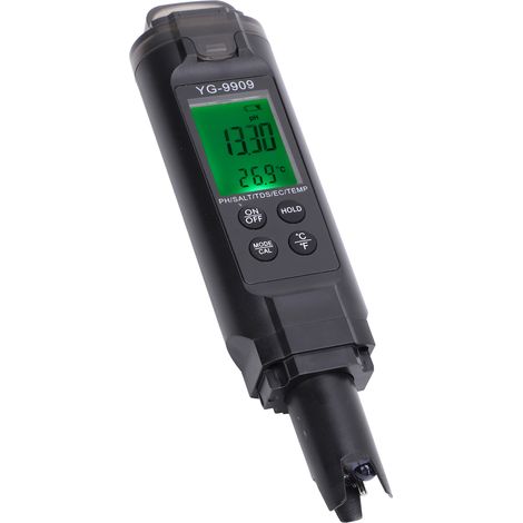 Testeur de qualité de l'eau 5 en 1 pour aquarium, écran LCD rétroéclairé, mesure numérique du pH, de la conductivité électrique, du TDS et de la température. (1/5)