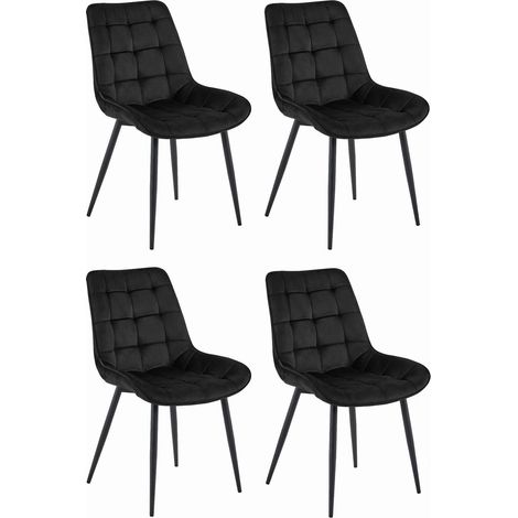 Set di 4 sedie Bera in velluto nero con trapuntatura (1/5)