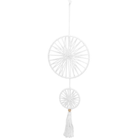 Attrape Rêves - Double Anneau Tissé Coton - Décoration Murale Bohème Minimaliste - Salon Chambre Bureau - 1 Pièce (1/5)