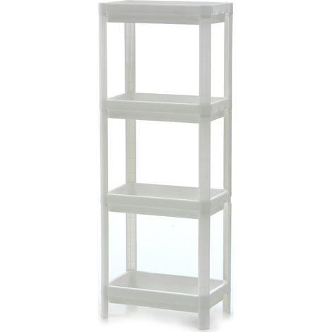 Scaffale multiuso organizer H100X36X23 bianco 4ripiani casa cucina bagno ufficio dispensa storage salvaspazio (1/4)