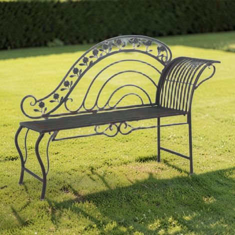 100cm Vintage Garden Bench in Antique Finish - Metal - L49 x W141 x H100 cm