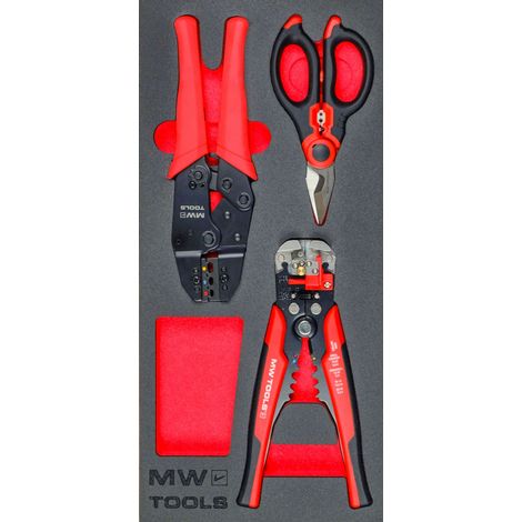Jeu d'outils électricien 3 pièces module en mousse pour servante d'atelier MW Tools MWCUT3