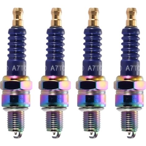 4 pezzi di candele di ricambio A7TC blu per ciclomotori, go-kart, ATV e scooter da 50 cc, 70 cc, 90 cc, 110 cc e 150 cc. (1/5)