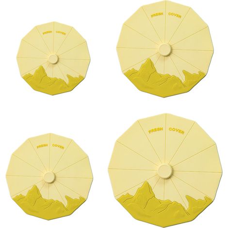Paquete de 4 tapas de silicona resistentes para cuencos - Amarillas (1/5)