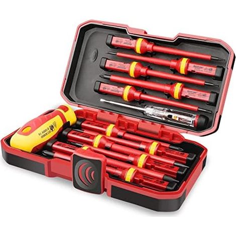 tournevis Électricien Set Outils, Testeur de Tension, Plat, Cruciforme, Tournevis Aimanté - (1/5)