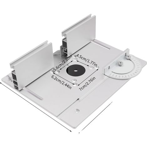 Piastra di inserto per banco fresa, in lega di alluminio resistente, guida angolare a 180°, colore argento. (1/2)