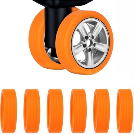 8 articles,Housse de roue de valise orange – Protection premium pour roues de valise, compatible avec toutes les valises à roulettes pivotantes, housse de voyage lavable, durable et réutilisable (1/5)