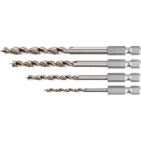 Jeu de mèches à bois Alpen Timber Twist, 4 pièces 3/4/5/6 mm, avec six pans 1/4