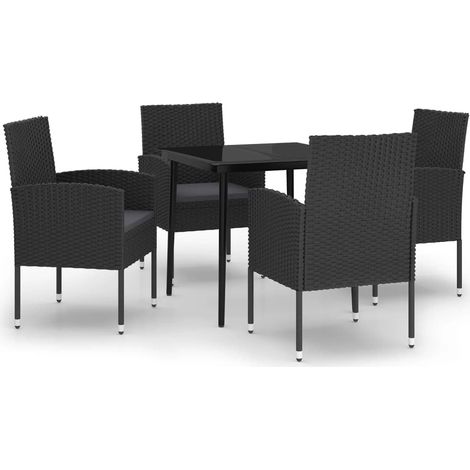 Ensemble Table et Chaise de Jardin Salon de jardin 5 pcs Noir 83958 (1/5)