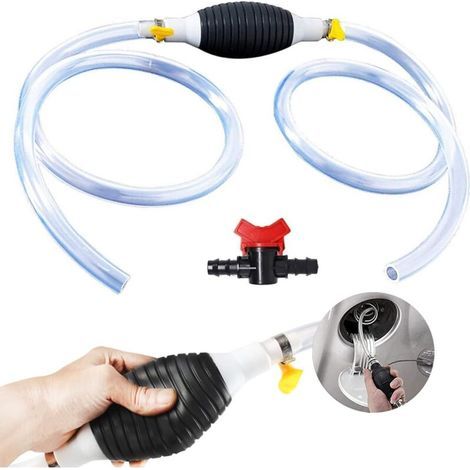 Pompe Transfert Liquide l'eau,Pompe de Transfert Manuelle,Pompe à Carburant,Pompe à Main Essence avec Tuyau de Siphon 2M,Pompe Essence de Transfert de Portable,pour SUV,Tondeuse à Gazon,Aquariums (1/4)