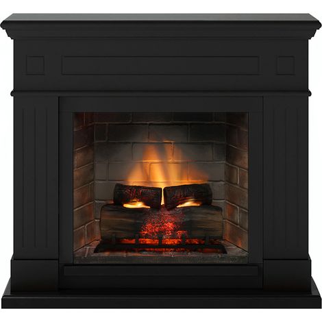 TAGU Cheminée électrique connectée 1400W - LARSEN Powerflame 2 - effets flammes 3D et crépitement - Noir (1/5)