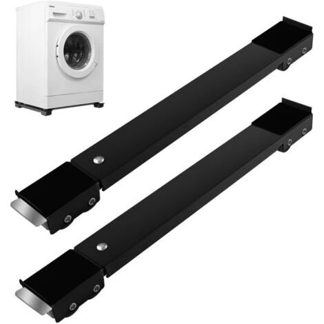 Lot de 2 Support Machine a Laver Seche Linge, Deplace Meuble, Roulette Machine à Laver Socle Lave Linge pour Réfrigérateur Sèche-Linge, Congélateur jusqu'à 300 kg avec 24 Roues (Noir) (1/5)