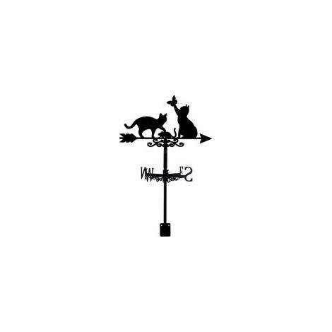 Girouettes de jardin d'extérieur pour chats, chats avec papillon, toit en métal, panneau de direction de jardin, girouette, décoration de ferme extérieure, outil de mesure du vent de jardin