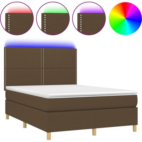 Maison Exclusive - Letto a Molle Materasso e LED MarroneScuro 140x190cm in Tessuto (1/5)