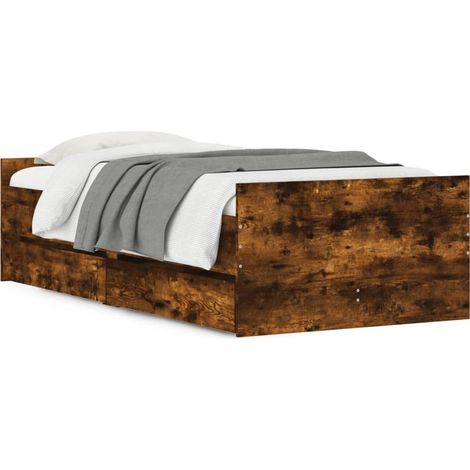 Maison Exclusive - Cadre de lit avec tiroirs sans matelas chêne fumé 90x200 cm
