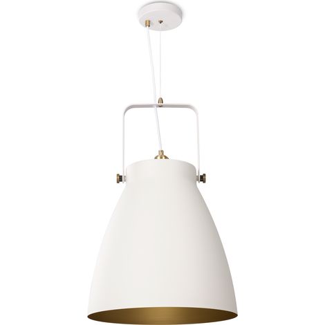 Paco Home Pendelleuchte Esszimmer Hängelampe Küchenlampe Esstischlampe Industriell Modern Pendelleuchte - Weiß, Messing (Ø39 cm)