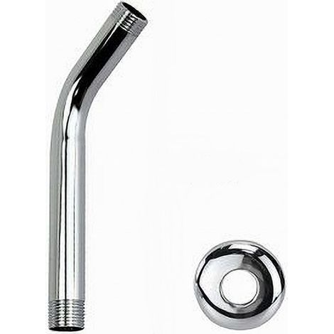Braccio Per Soffione Doccia Bagno Tondo In Acciaio Cromato Con Rosone 18cm 59498