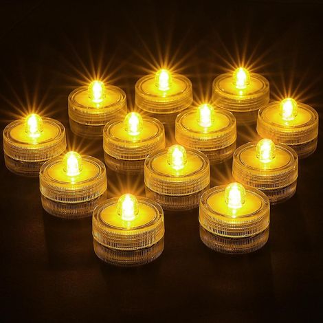 Éclairage subaquatique - Éclairage LED - Éclairage bougie - Étanche - Convient pour aquariums, jardins, mariages - Lot de 12 (1/5)
