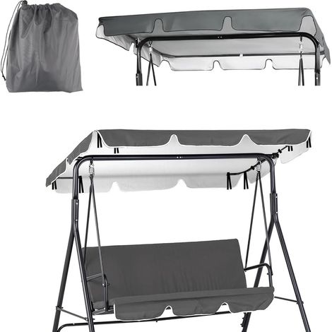 Housse de toit universelle pour balancelle - 210 x 145 x 18 cm - Tissu Oxford 420D - Imperméable - Résistant aux UV - Toit de protection résistant aux intempéries - Pour balancelle de jardin 2 à 3 (1/5)