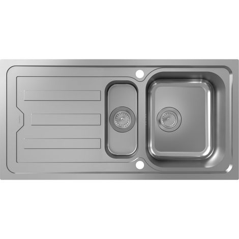 hansgrohe S44 Einbauspüle 342/145, Edelstahl, mit Abtropffläche, (1/3)