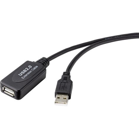 Renkforce USB-Kabel USB 2.0 USB-A Stecker, USB-A Buchse 10.00 m Schwarz Aktiv mit Signalverstärkung (1/3)
