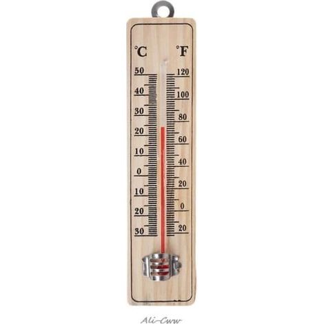 Thermomètre mural - Neuf - Intérieur/Extérieur - Affichage Celsius/Fahrenheit - Bois - 15 cm (1/4)