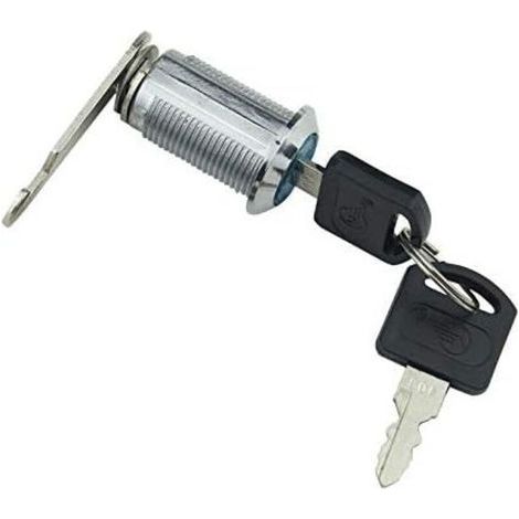 Cam lock with drawer lock and 2 keys for mailbox, drawer, cupboard, cabinet, silver (20mm) (1/4)