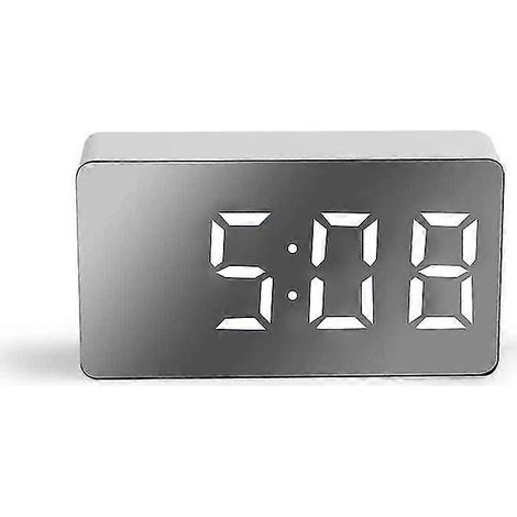 Réveil numérique à miroir LED avec fonction snooze, fonctionnement silencieux, affichage de l'heure de bureau, mini veilleuse, réveil de bureau portable (1/5)