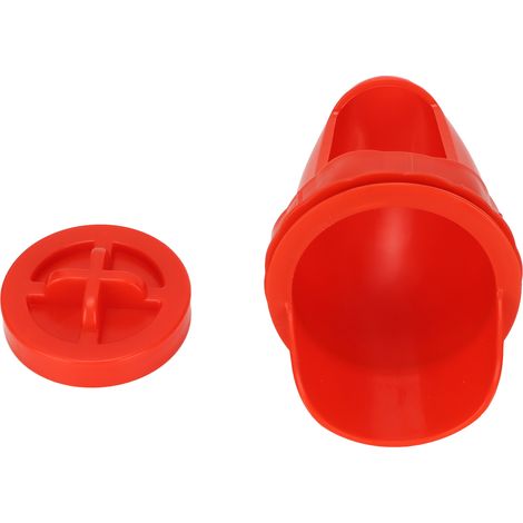 Mangeoire automatique à gravité pour volailles (poulets et canards) avec 8 ports et 1 scie cloche, résistante à la pluie, rouge. (1/5)