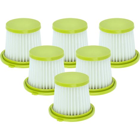 vhbw 6x filtre compatible avec Ryobi PCL704B, PCL700K, PCL700B, PCL705K, PCL705B, PCL704K aspirateur - filtre HEPA blanc / vert